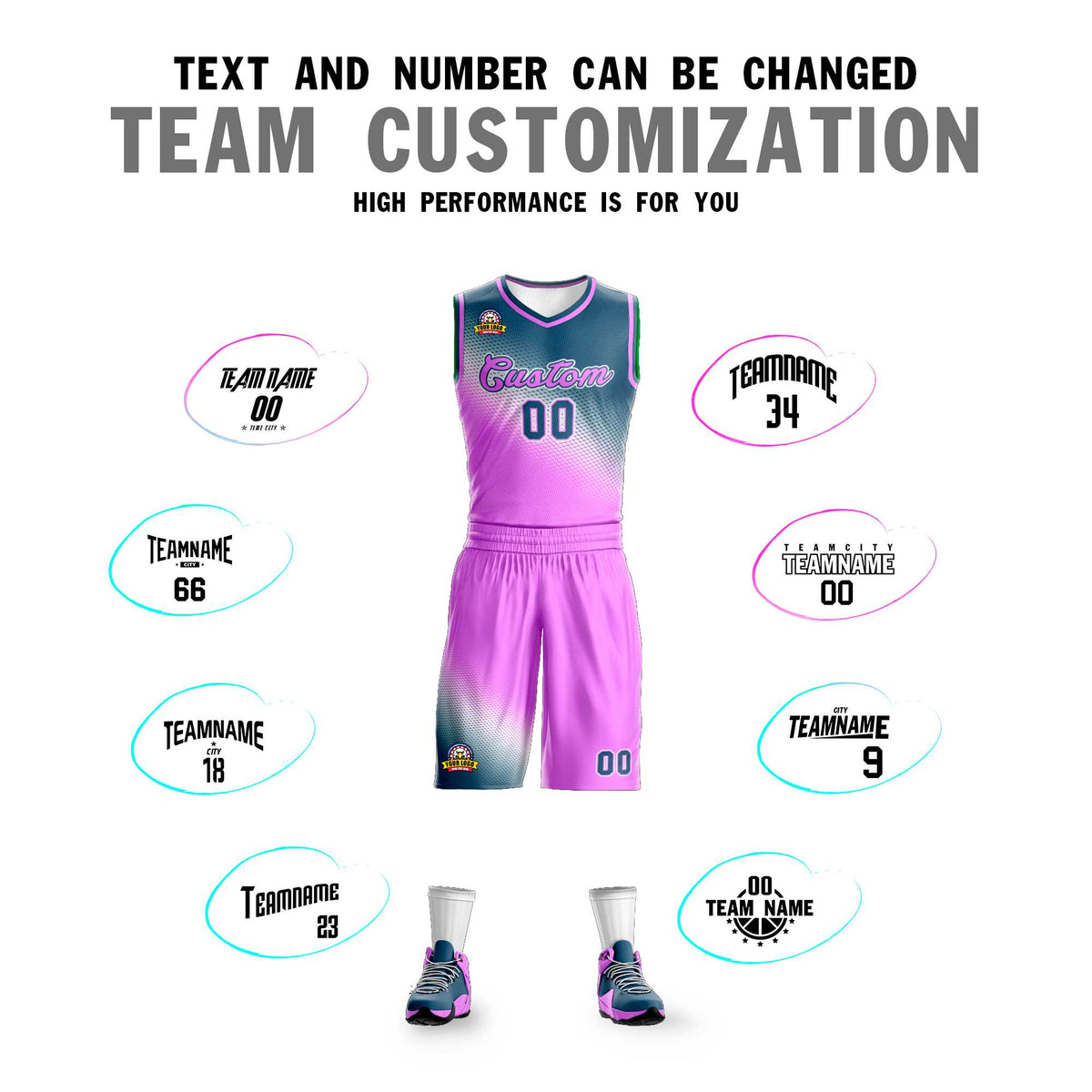 Custom Gray Pink Gradient Fashion Sports Uniform Basketball Jersey