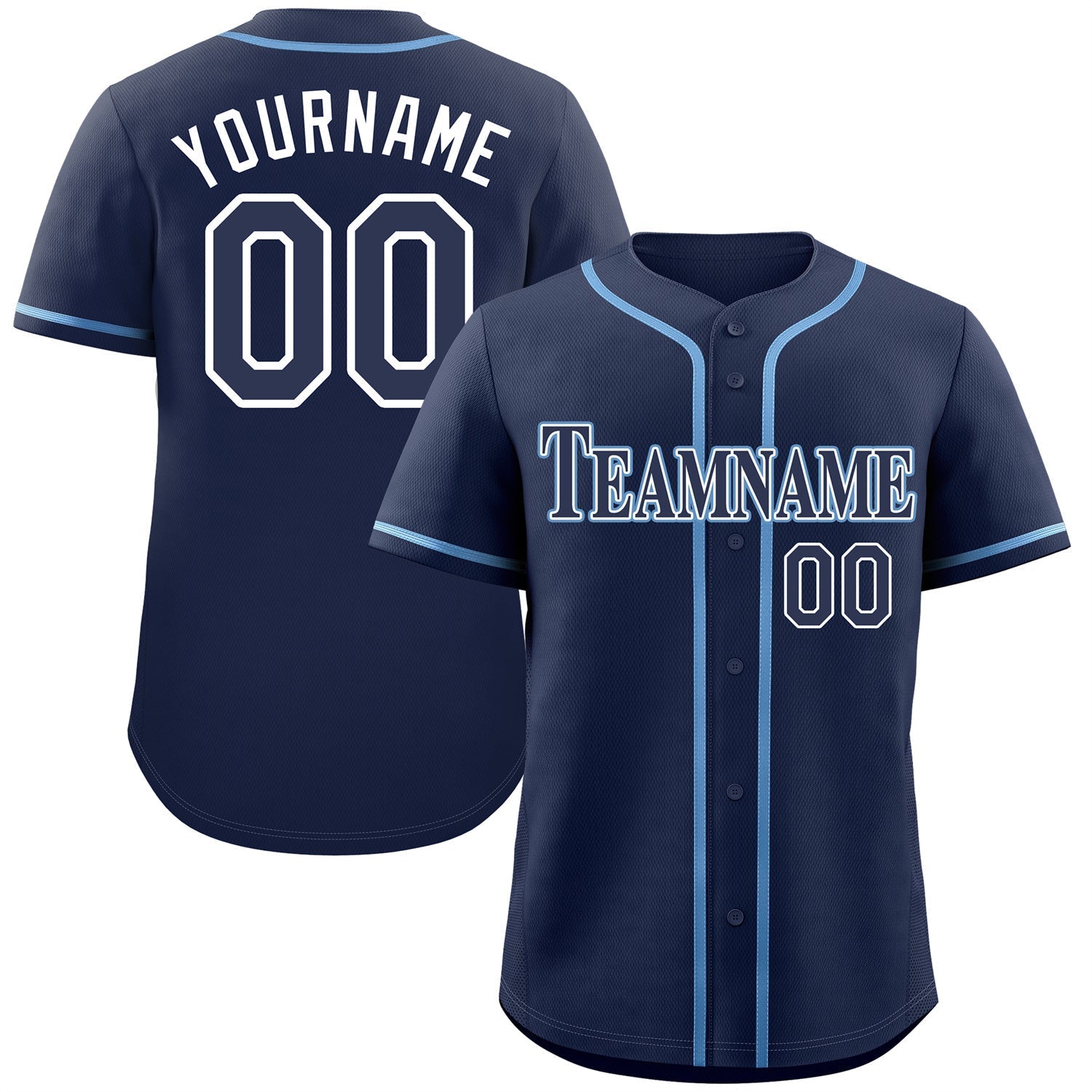 Custom Navy Navy-Powder Blue Classic Style Authentic Baseball Jersey