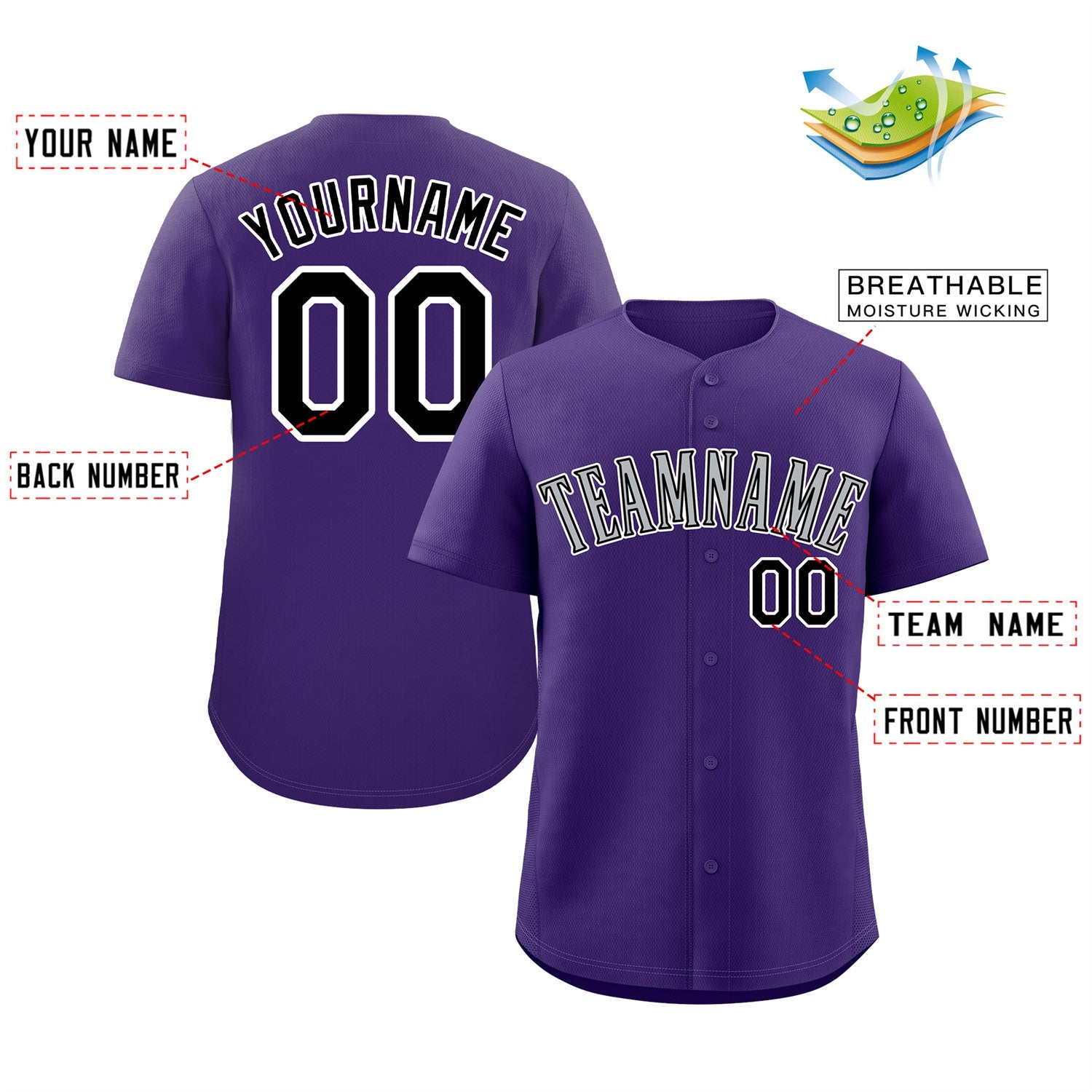 Custom Purple Gray-White Classic Style Authentic Baseball Jersey