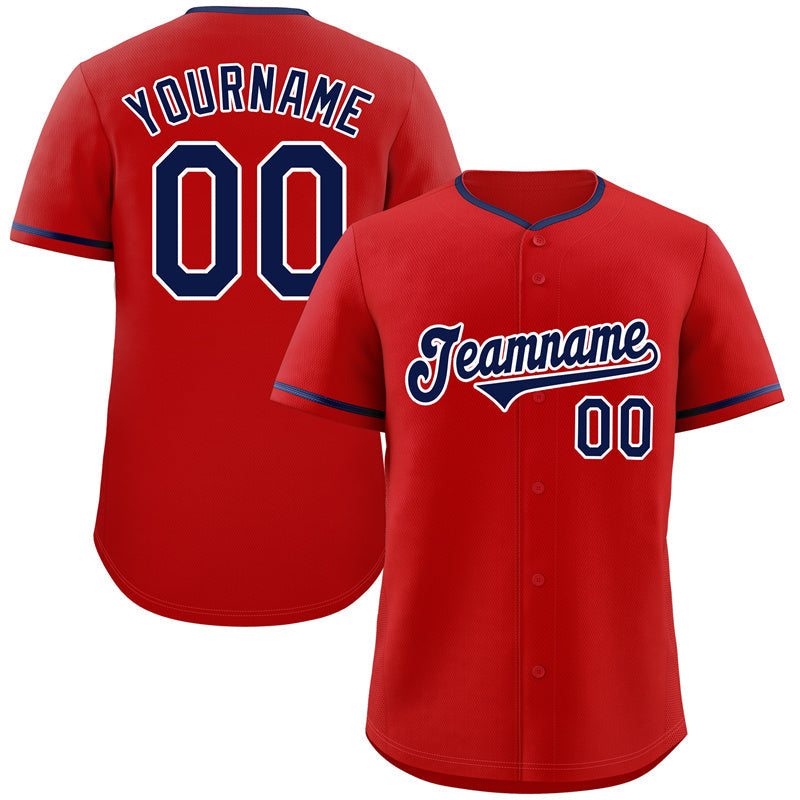 Custom Red Navy-White Classic Style Authentic Baseball Jersey