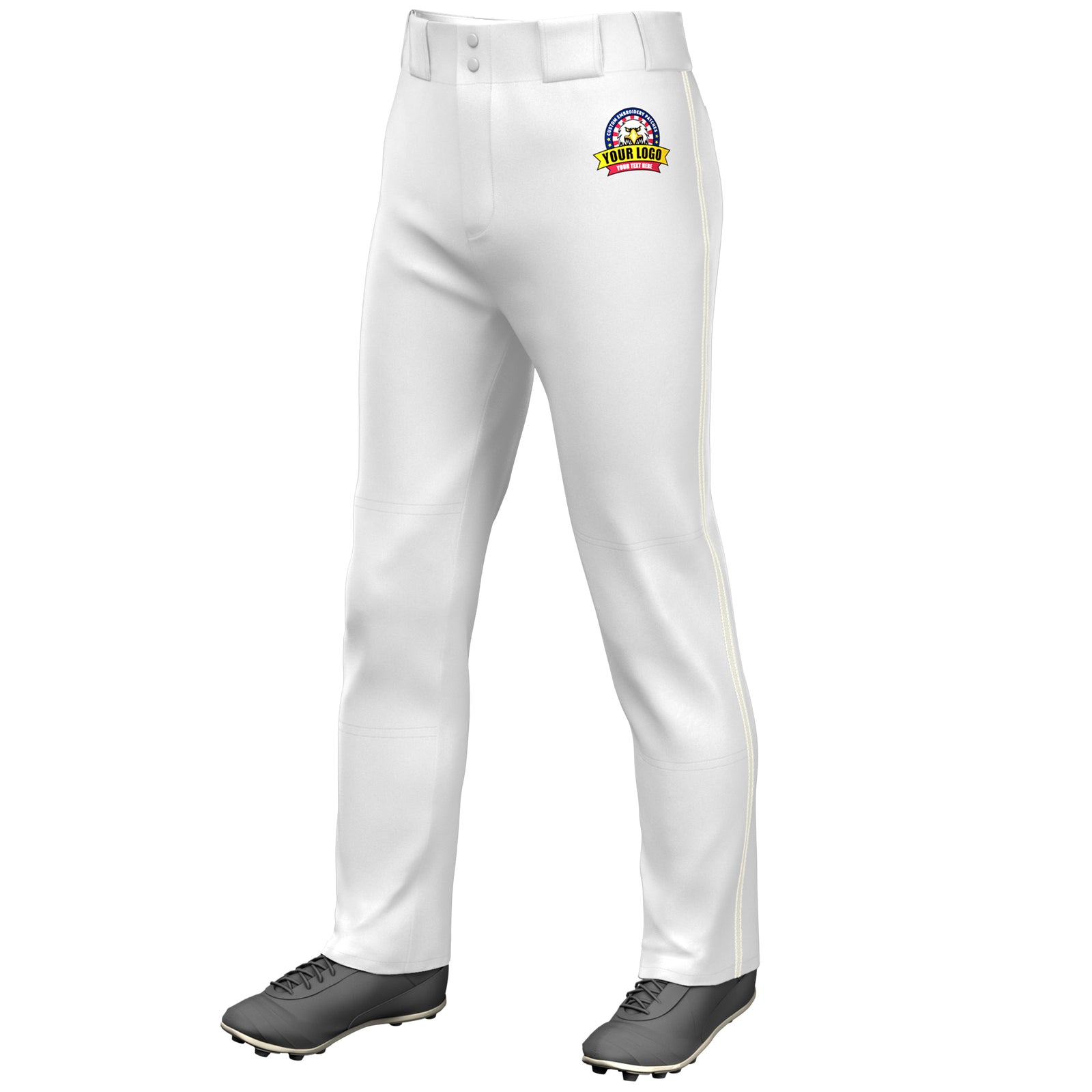 Custom White Cream Classic Fit Stretch Practice Loose-fit Baseball Pants