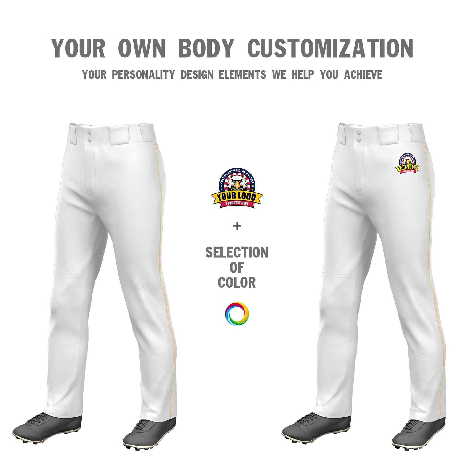 Custom White Khaki Classic Fit Stretch Practice Loose-fit Baseball Pants