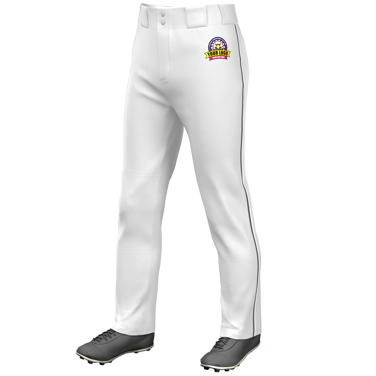 Custom White Dark Gray-White Classic Fit Stretch Practice Loose-fit Baseball Pants