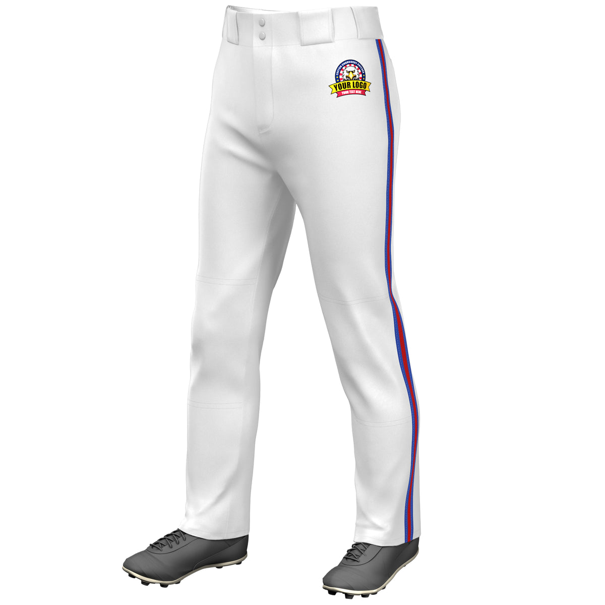 Custom White Royal Red-Royal Classic Fit Stretch Practice Loose-fit Baseball Pants