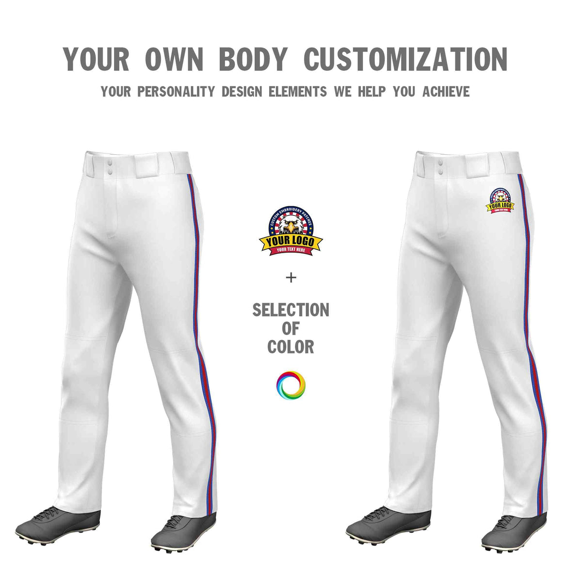 Custom White Royal Red-Royal Classic Fit Stretch Practice Loose-fit Baseball Pants