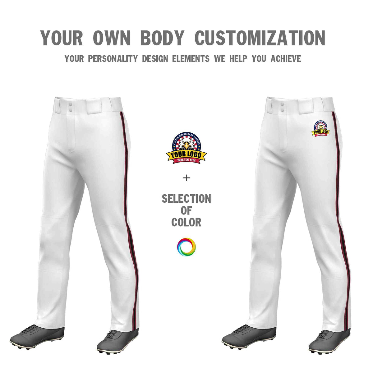 Custom White Crimson Black-Crimson Classic Fit Stretch Practice Loose-fit Baseball Pants