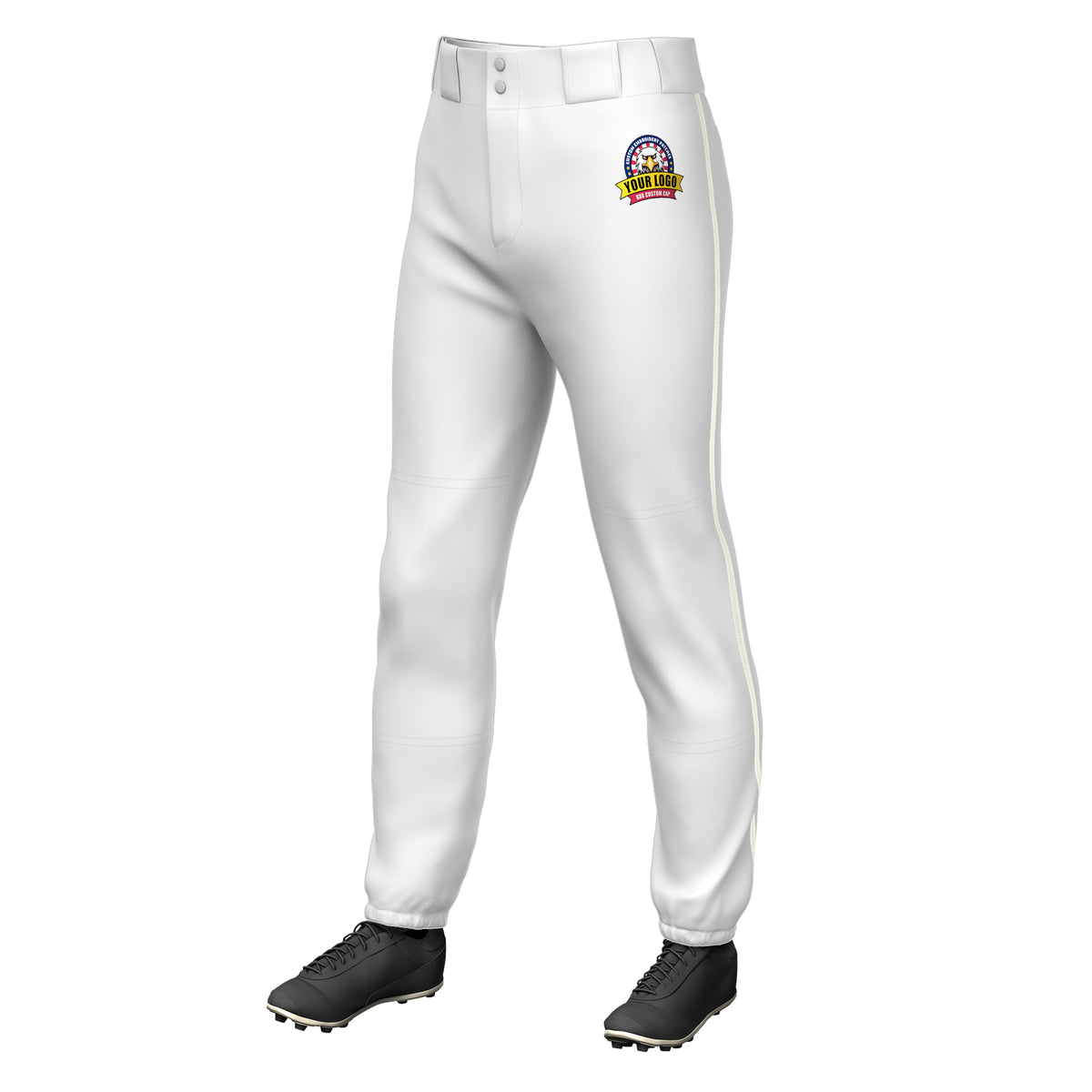 Custom White Cream Classic Fit Stretch Practice Pull-up Baseball Pants