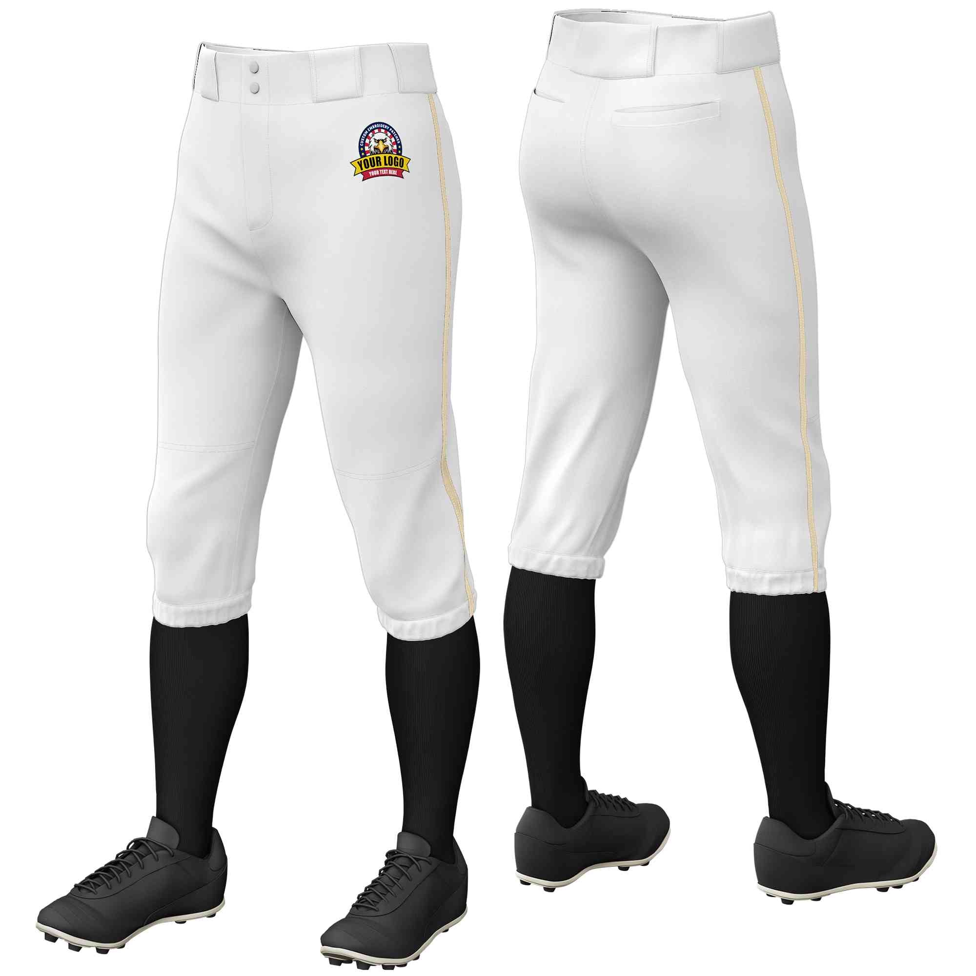 Custom White Khaki Classic Fit Stretch Practice Knickers Baseball Pants