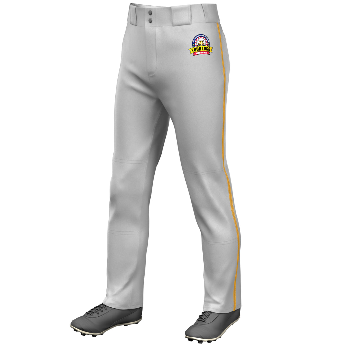 Custom Gray Old Gold Classic Fit Stretch Practice Loose-fit Baseball Pants