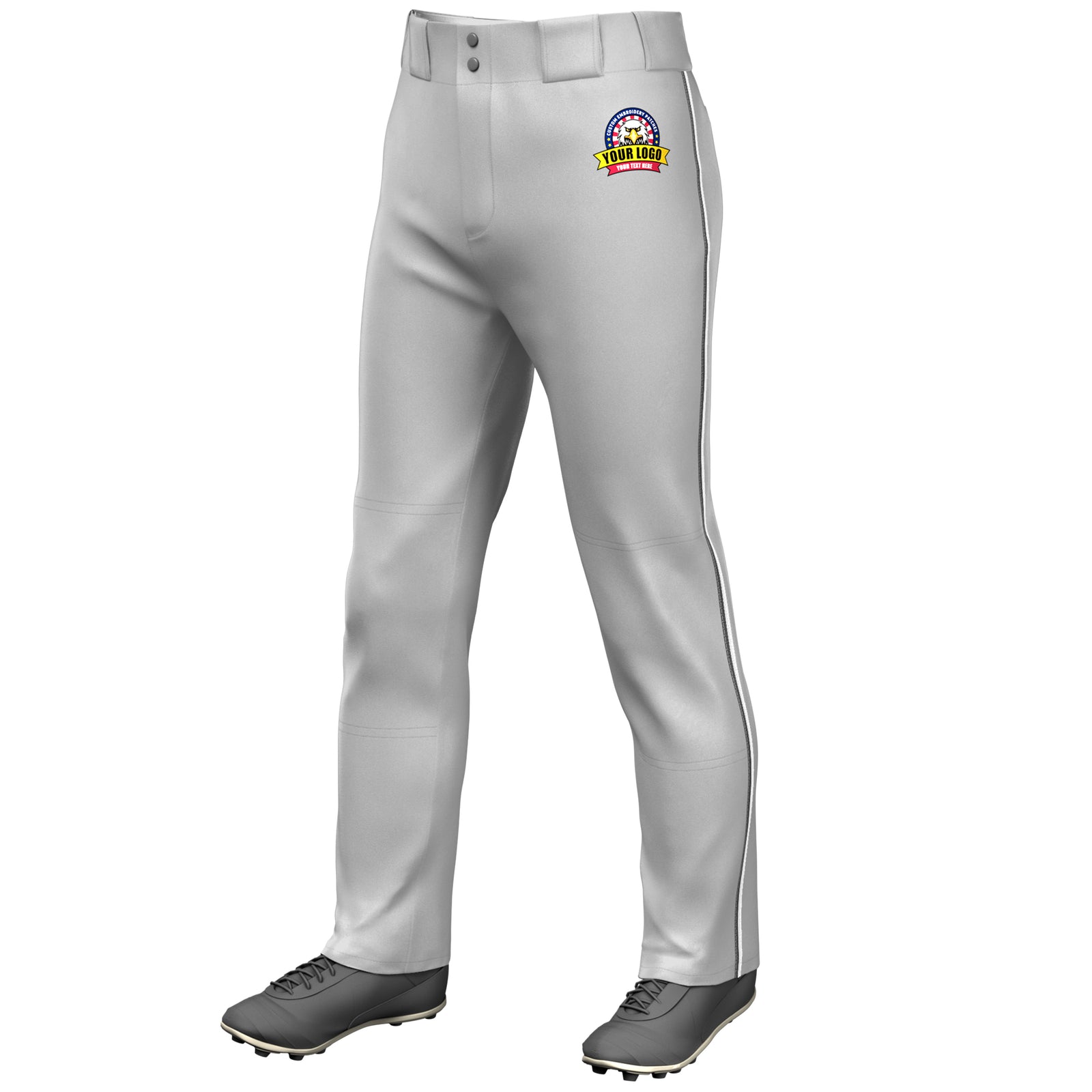 Custom Gray Dark Gray-White Classic Fit Stretch Practice Loose-fit Baseball Pants