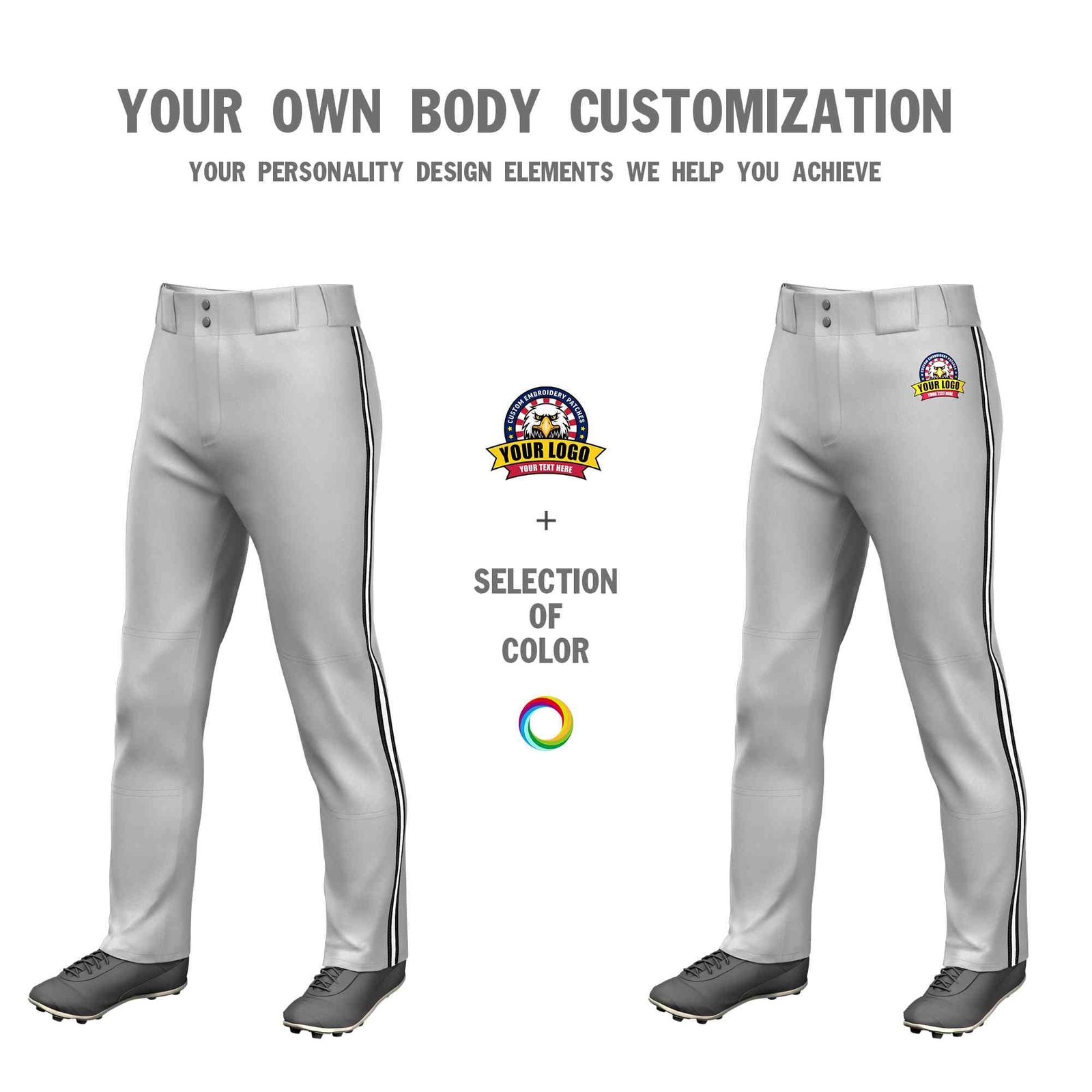 Custom Gray Black White-Black Classic Fit Stretch Practice Loose-fit Baseball Pants