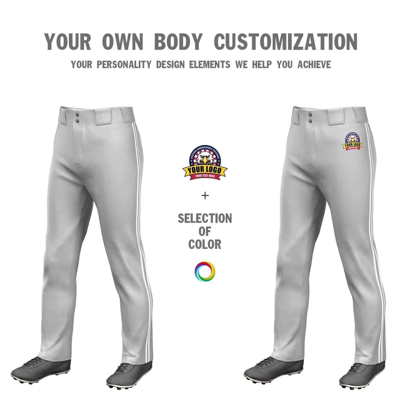 Custom Gray White Gray-White Classic Fit Stretch Practice Loose-fit Baseball Pants