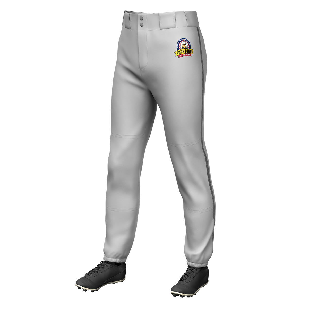Custom Gray Dark Gray Classic Fit Stretch Practice Pull-up Baseball Pants