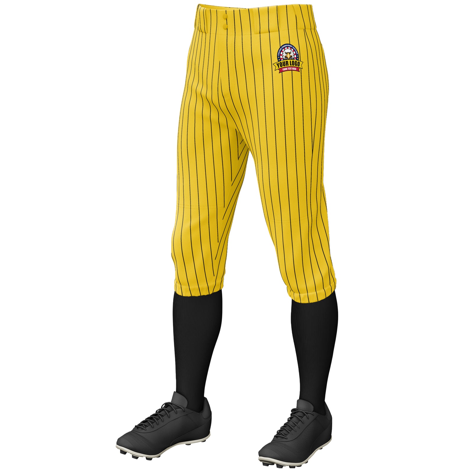 Custom Gold Black Pinstripe Fit Stretch Practice Knickers Baseball Pants