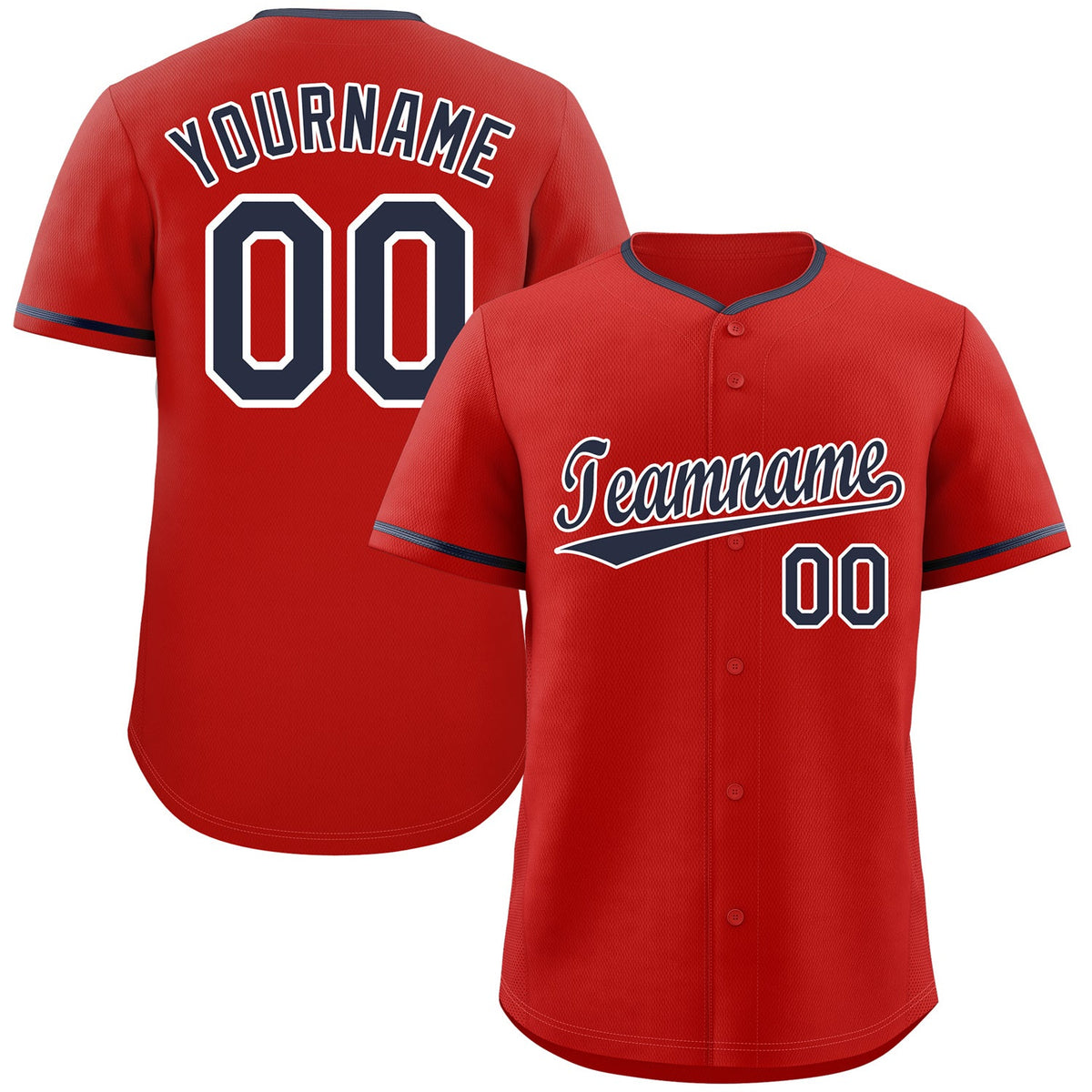 Custom Red Navy-White Classic Style Authentic Baseball Jersey