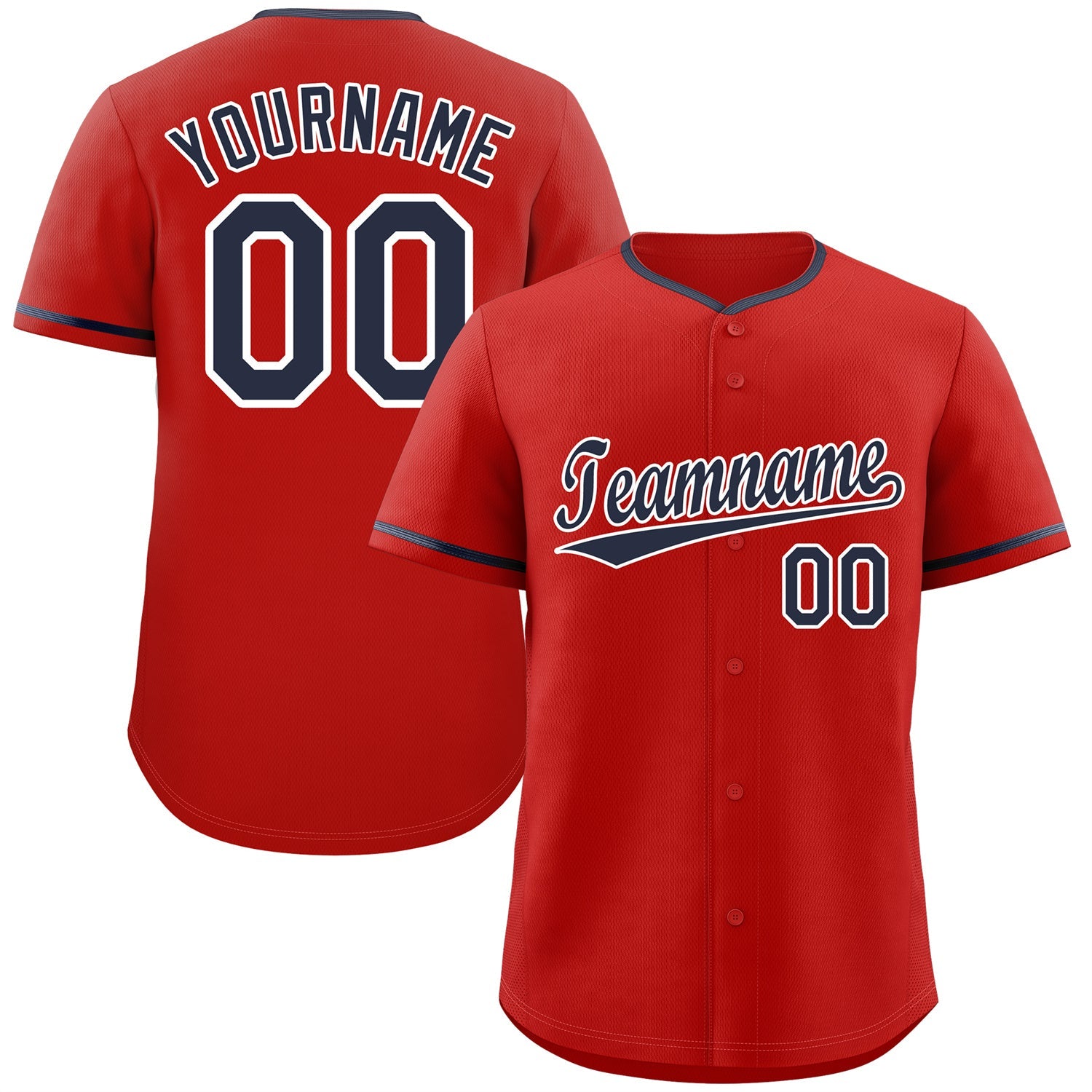 Custom Red Navy-White Classic Style Authentic Baseball Jersey