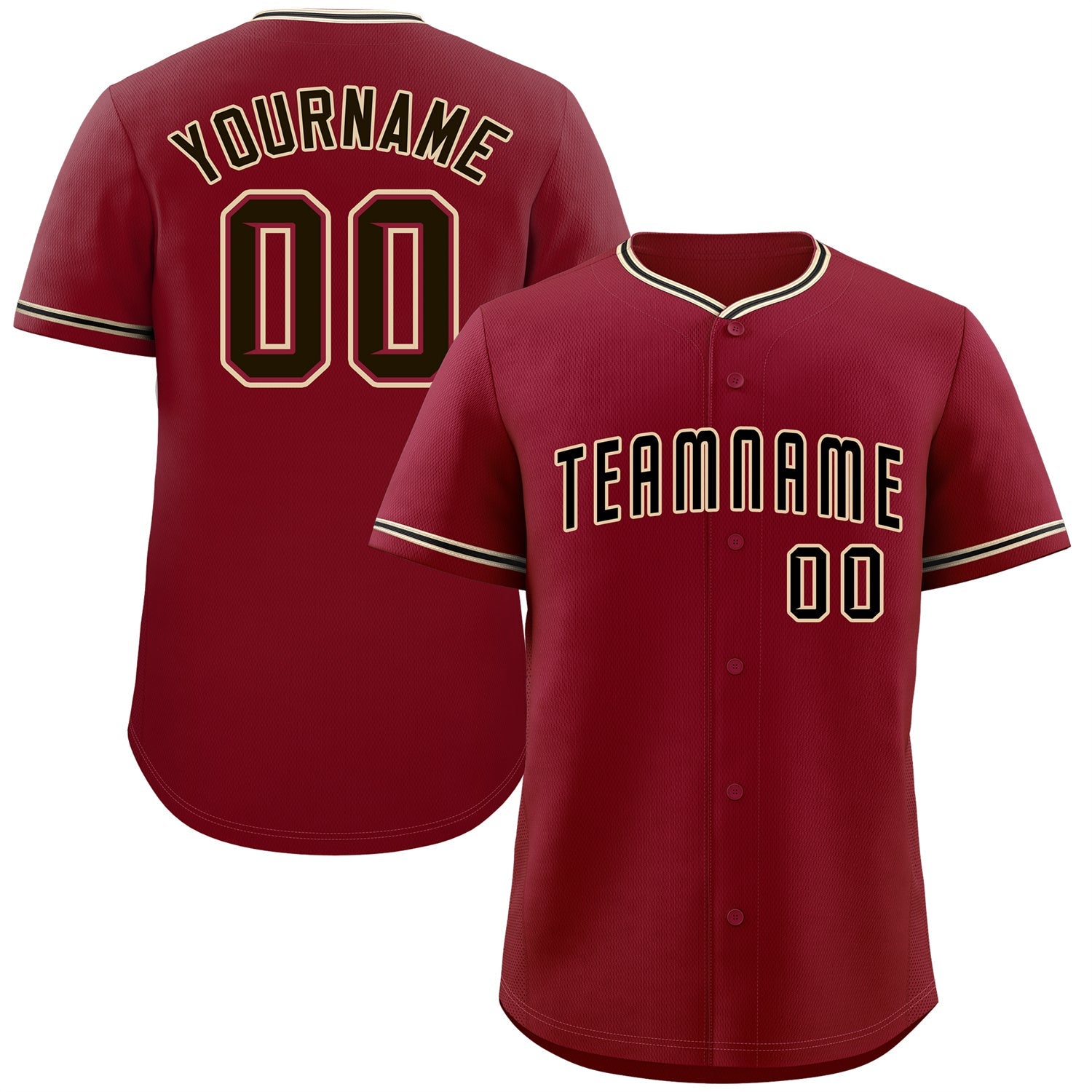 Custom Crimson Black-Cream Classic Style Authentic Baseball Jersey