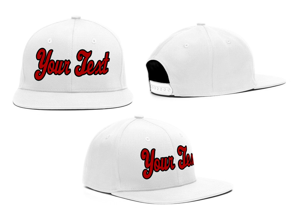 Custom White Red Casual Sport Baseball Cap