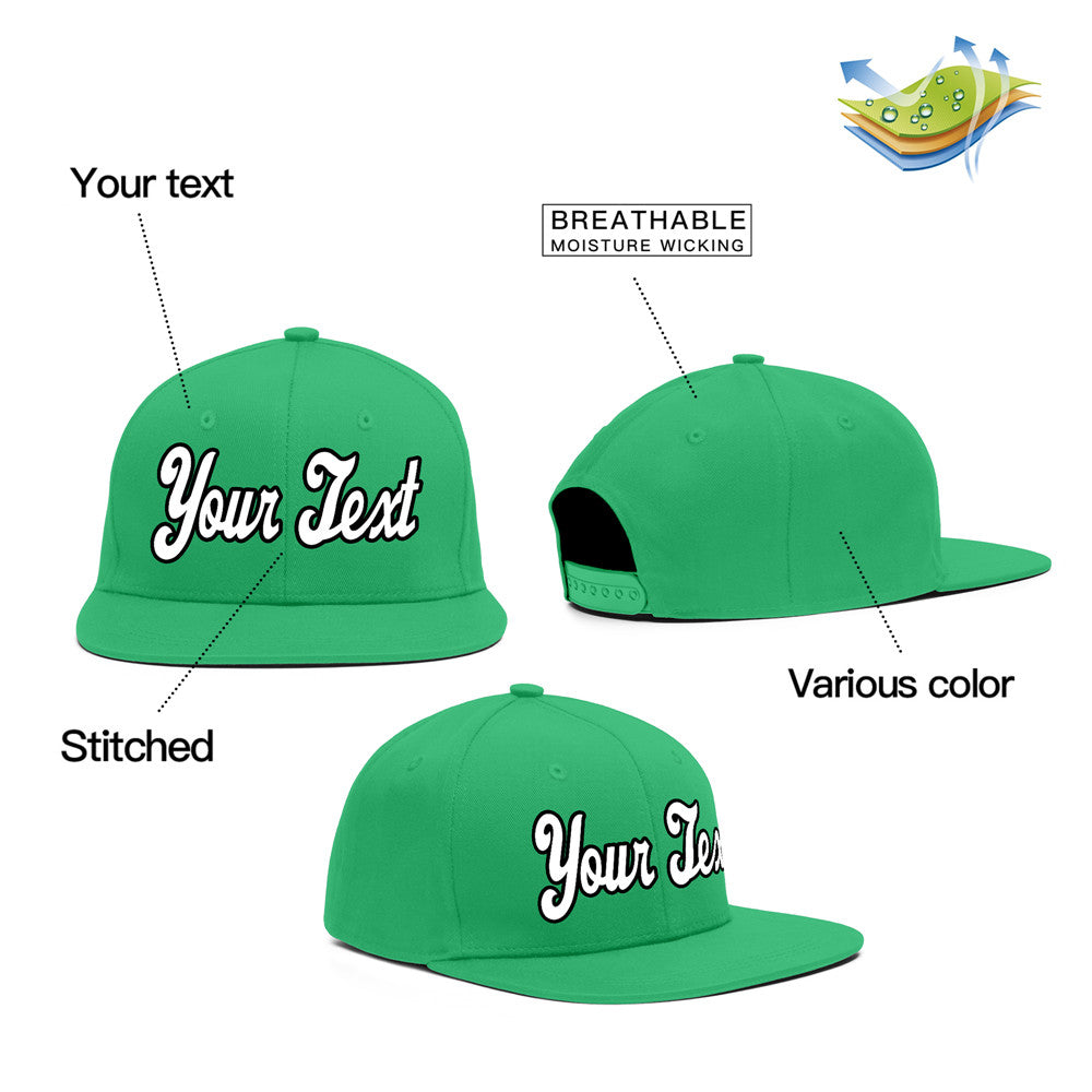 Custom Kelly Green Black-White Sport Baseball Cap