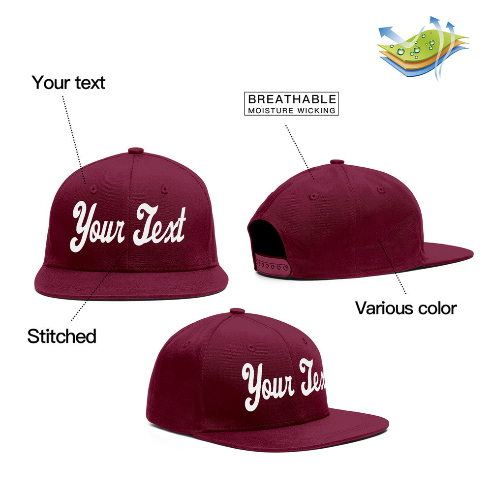 Custom Crimson White Casual Sport Baseball Cap
