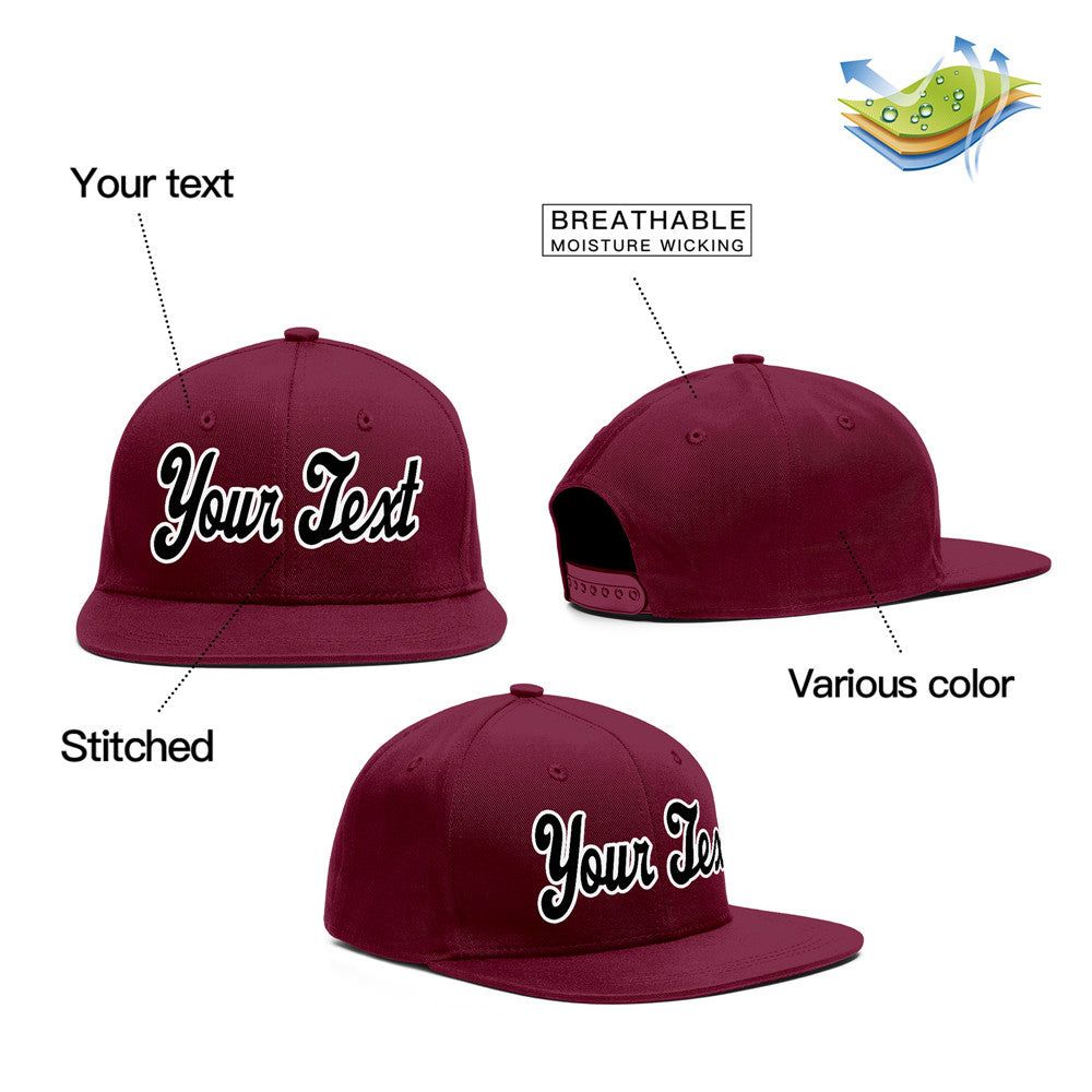 Custom Crimson Black-White Casual Sport Baseball Cap