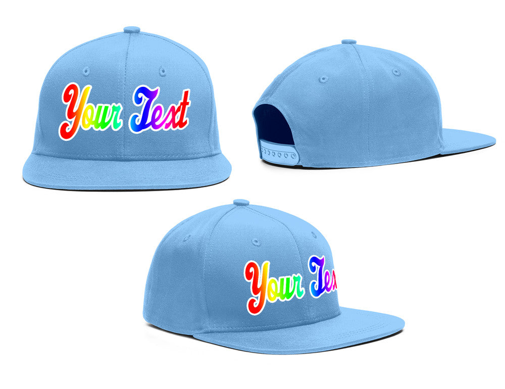 Custom Light Blue Gradient Casual Sport Baseball Cap