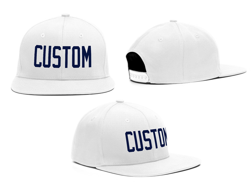 Custom White Navy Casual Sport Baseball Cap