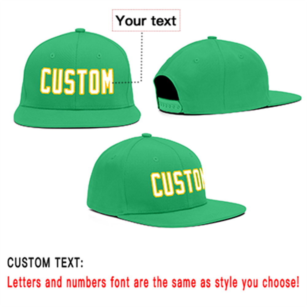 Custom Kelly Green White-Gold Outdoor Sport Baseball Cap