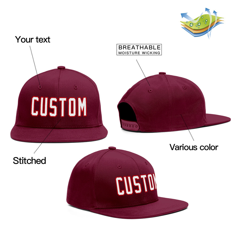 Custom Crimson White-Red Outdoor Sport Baseball Cap