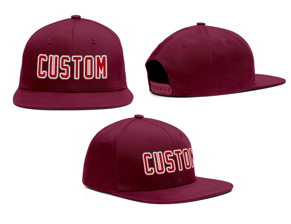 Custom Crimson Red-White Gray Outdoor Sport Baseball Cap