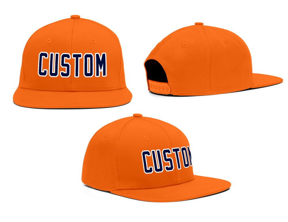 Custom Orange Navy-White Outdoor Sport Baseball Cap
