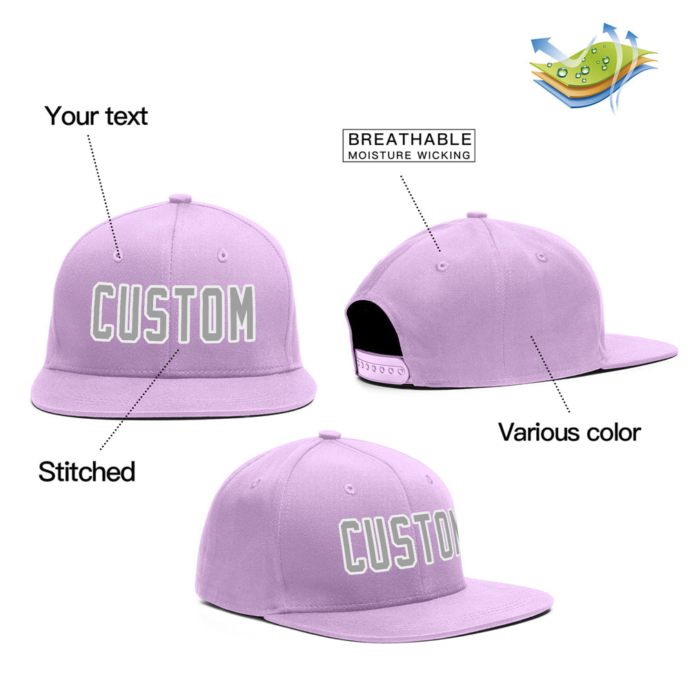 Custom Purple Gray-White gray white Outdoor Sport Baseball Cap