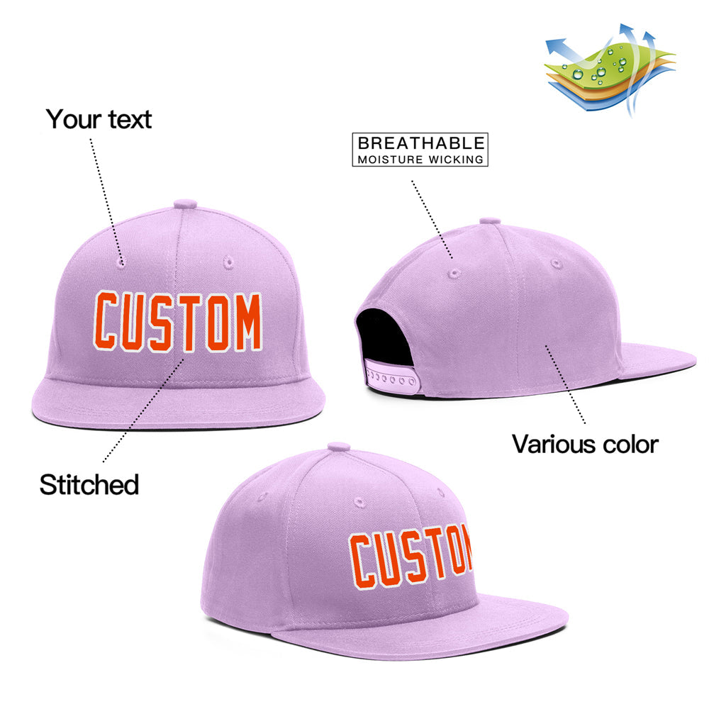 Custom Purple Orange-White Outdoor Sport Baseball Cap