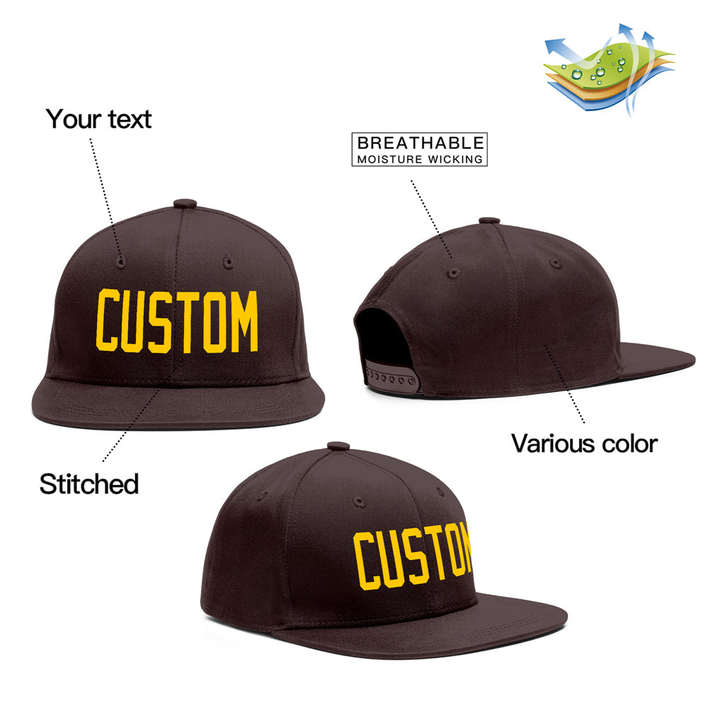Custom Brown-Yellow Outdoor Sport Baseball Cap