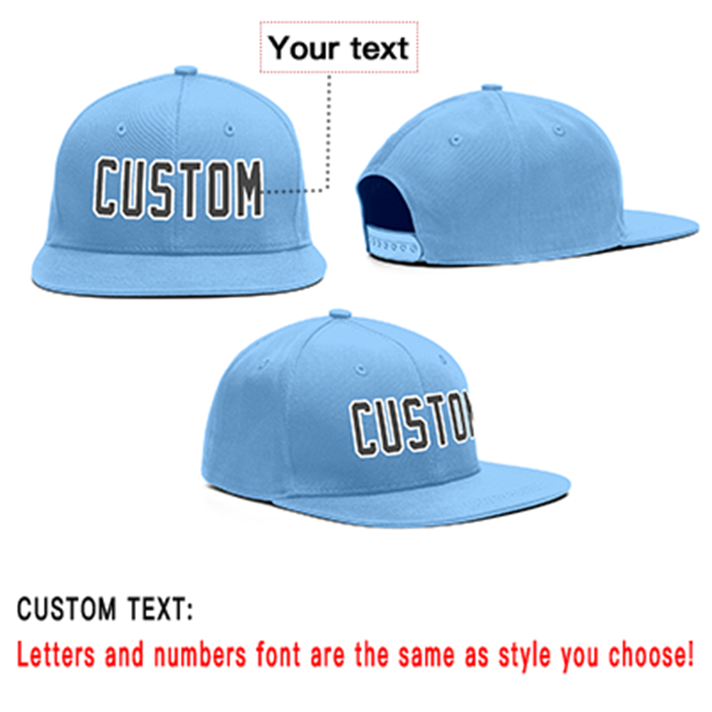 Custom Light Blue Gray-White Outdoor Sport Baseball Cap