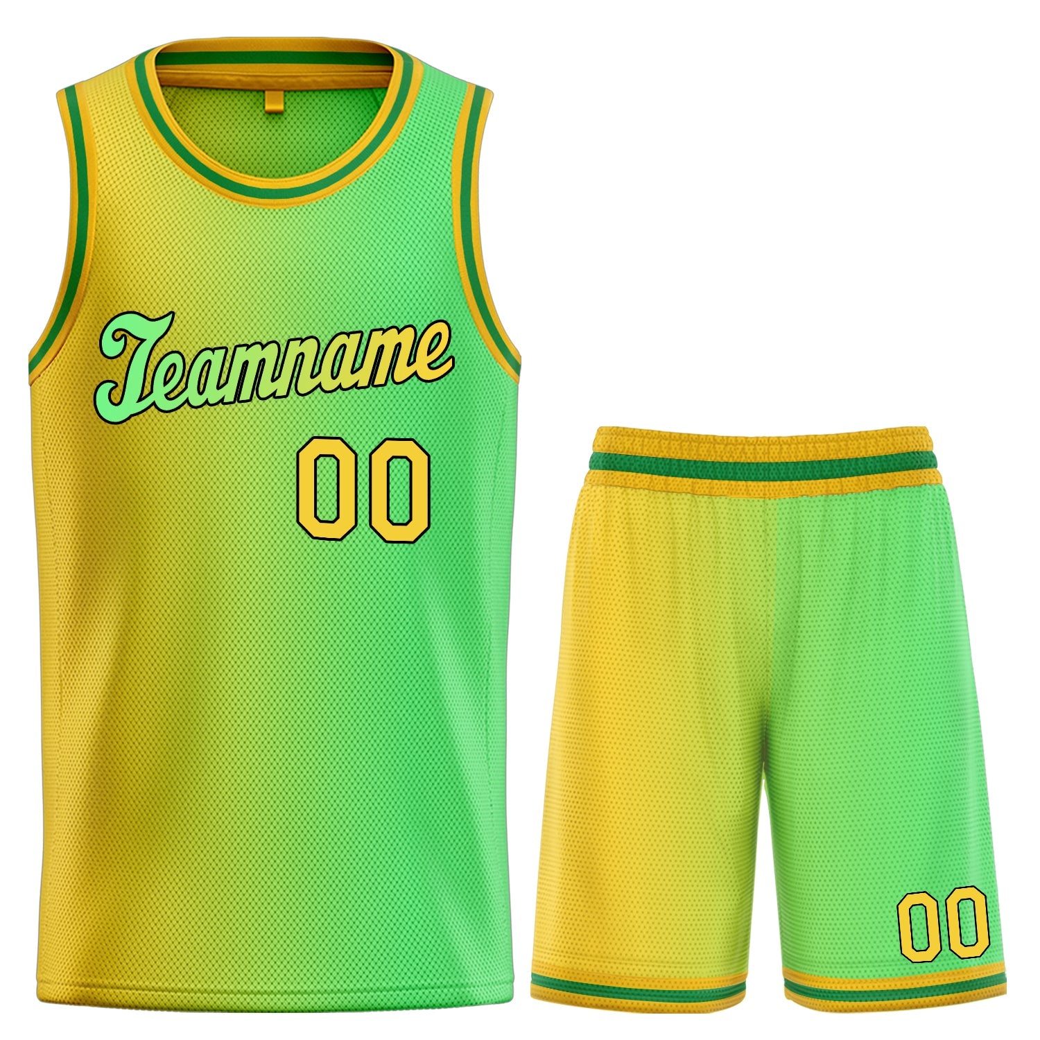Custom Neon Green Yellow Gradient Fashion Sets Basketball Jersey