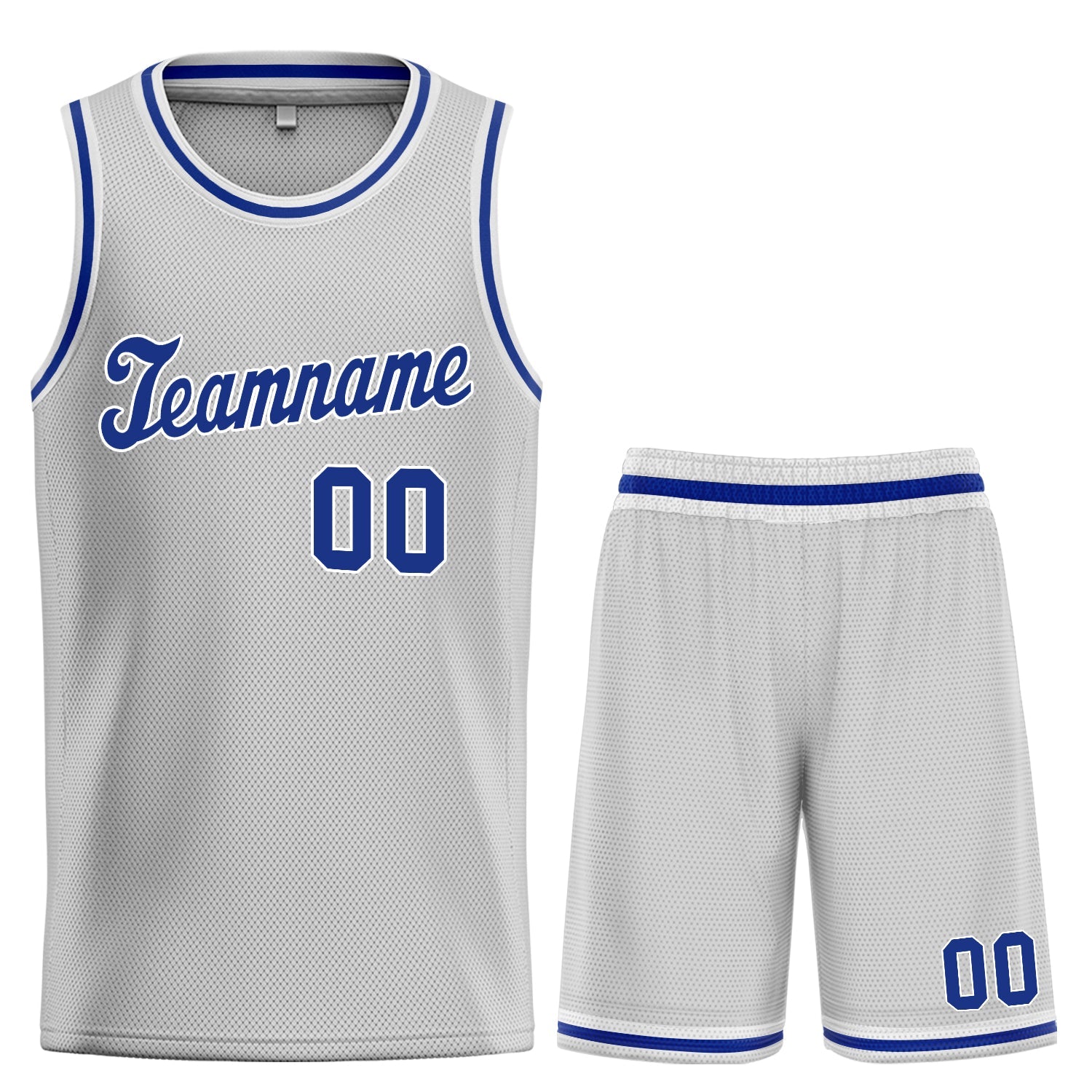 Custom Gray Royal-White Classic Sets Basketball Jersey