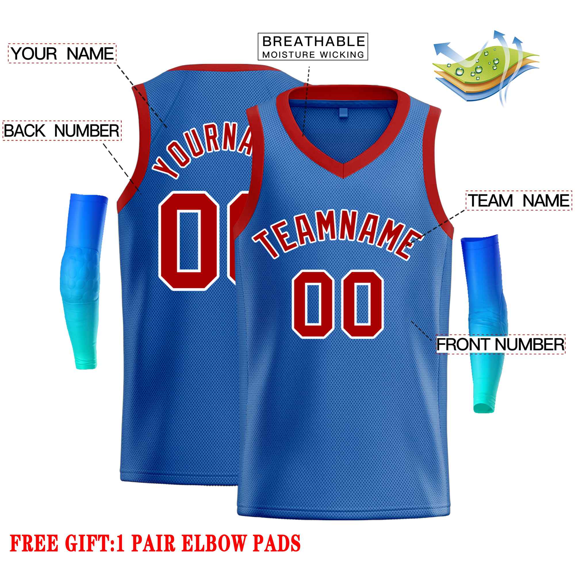 Custom Blue Red-White Classic Tops Men Casual Basketball Jersey