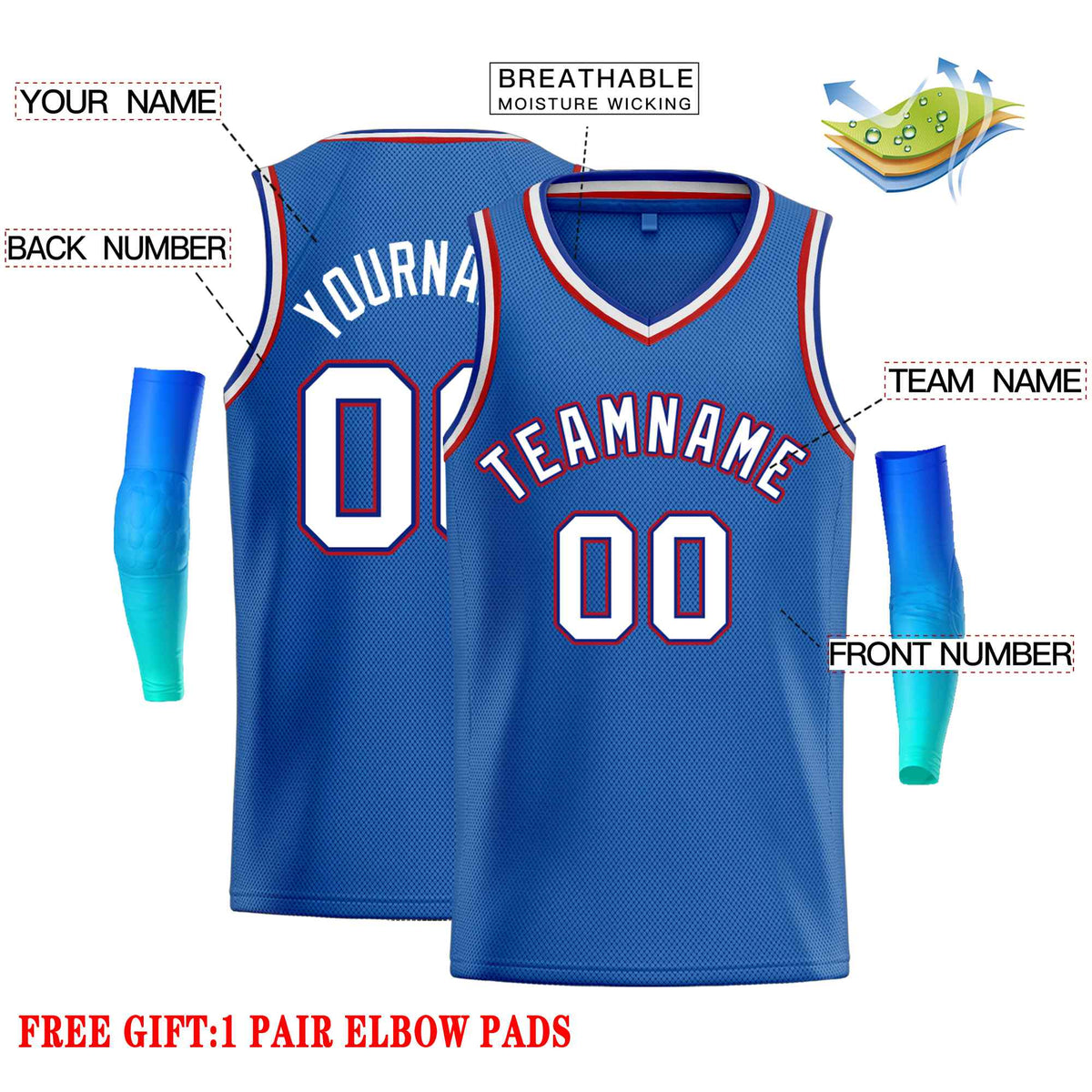 Custom Blue White-Red Classic Tops Men Casual Basketball Jersey
