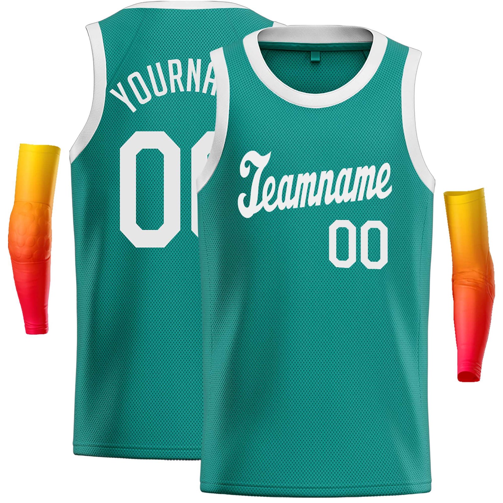 Custom Teal White Classic Tops Casual Basketball Jersey