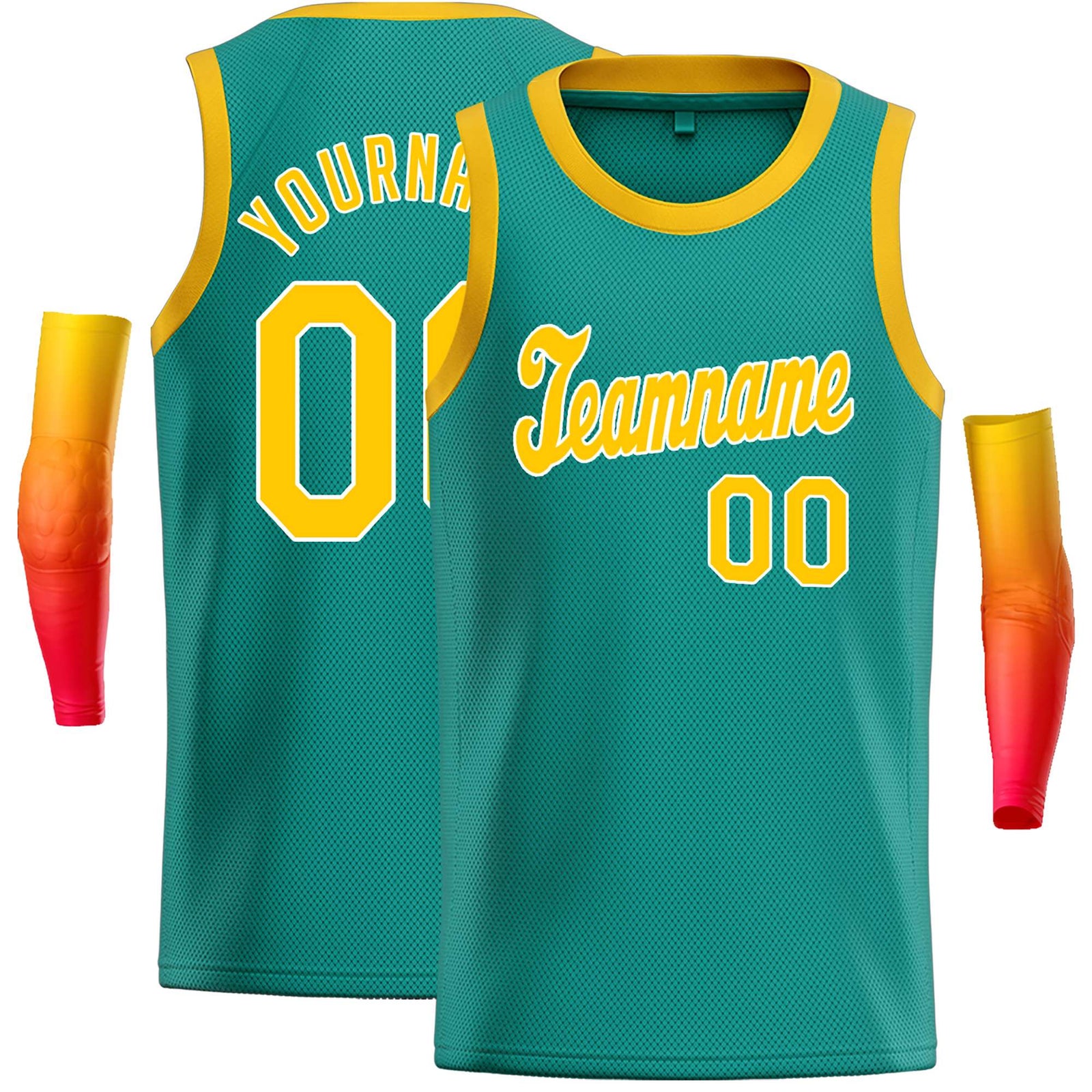 Custom Teal Yellow-White Classic Tops Casual Basketball Jersey