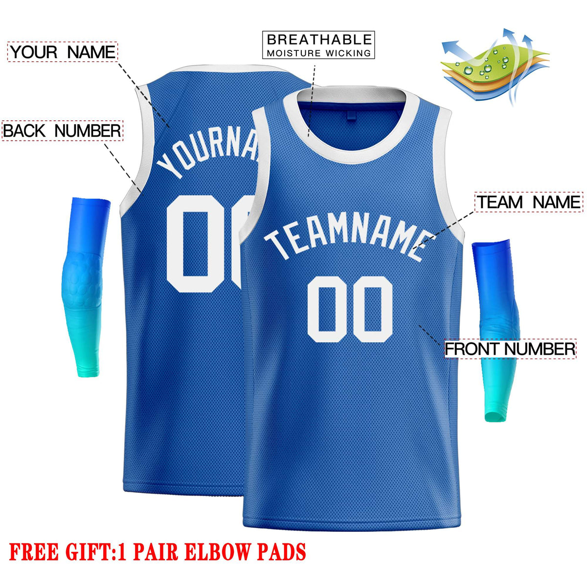 Custom Blue White Classic Tops Casual Basketball Jersey