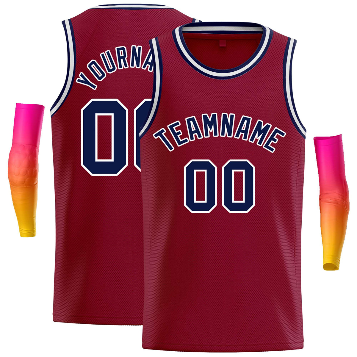 Custom Crimson Navy-White Classic Tops Casual Basketball Jersey