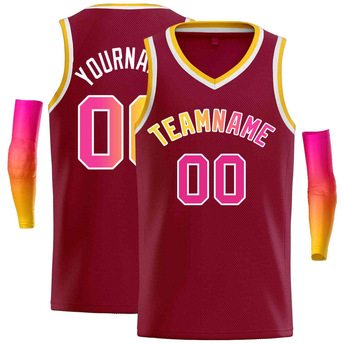 Custom Maroon Yellow-White Classic Tops Men Casual Basketball Jersey