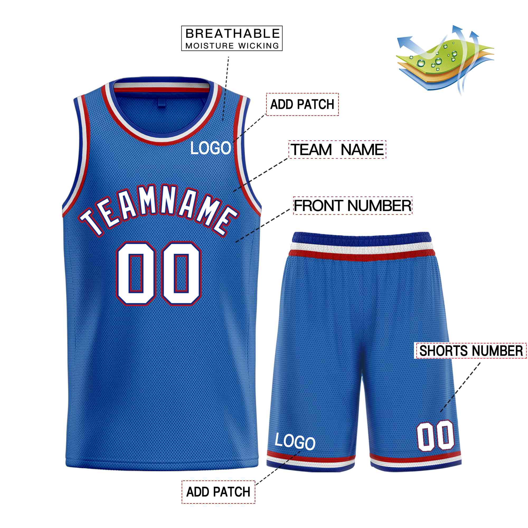 Custom Blue Royal-White Bull Classic Sets Curved Basketball Jersey