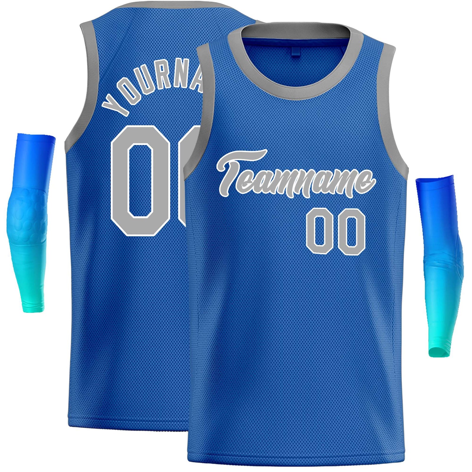 Custom Blue Gray-White Classic Tops Casual Basketball Jersey