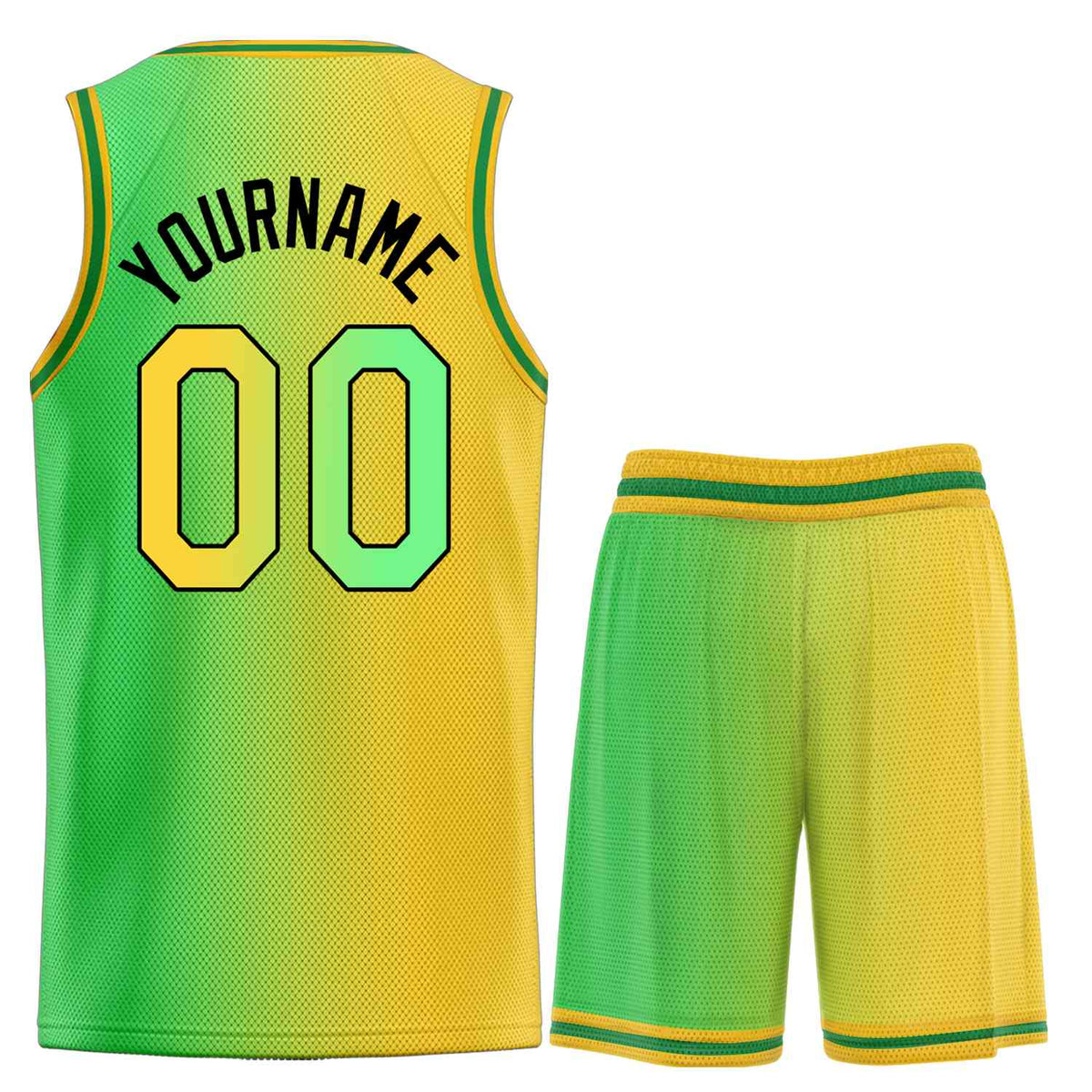 Custom Yellow Green-Black Heal Gradient Fashion Sports Sets Uniform Basketball Jersey