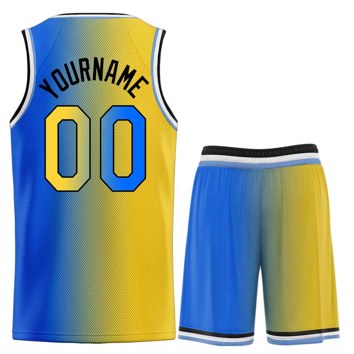 Custom Yellow Royal-Black Heal Gradient Fashion Sports Sets Uniform Basketball Jersey