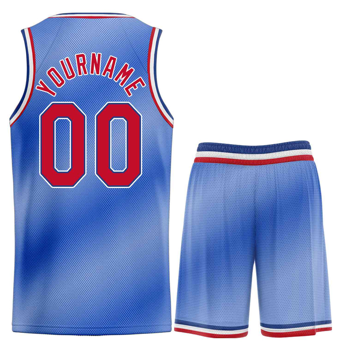 Custom Light Blue Red-Blue Heal Gradient Fashion Sports Sets Uniform Basketball Jersey