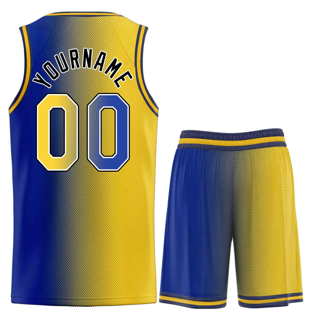 Custom Navy Yellow-Black Heal Gradient Fashion Sports Sets Uniform Basketball Jersey